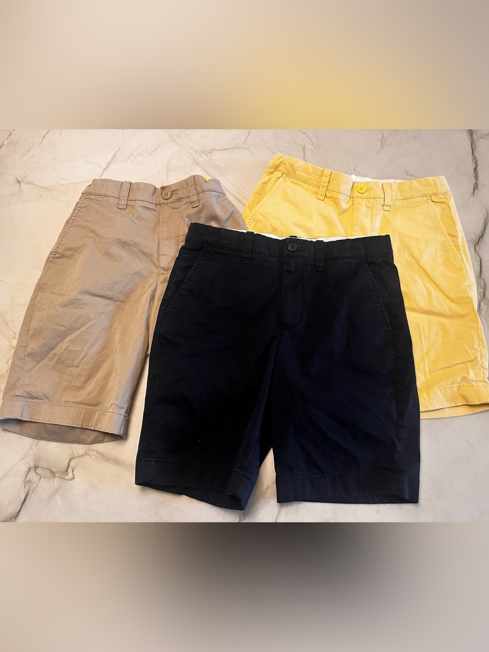 Kids Cotton Blend Pull-On Shorts — Navy, Khaki & Yellow Options